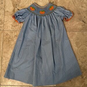 Toddler Girls Smocked Pumpkin Dress - Size 2T
